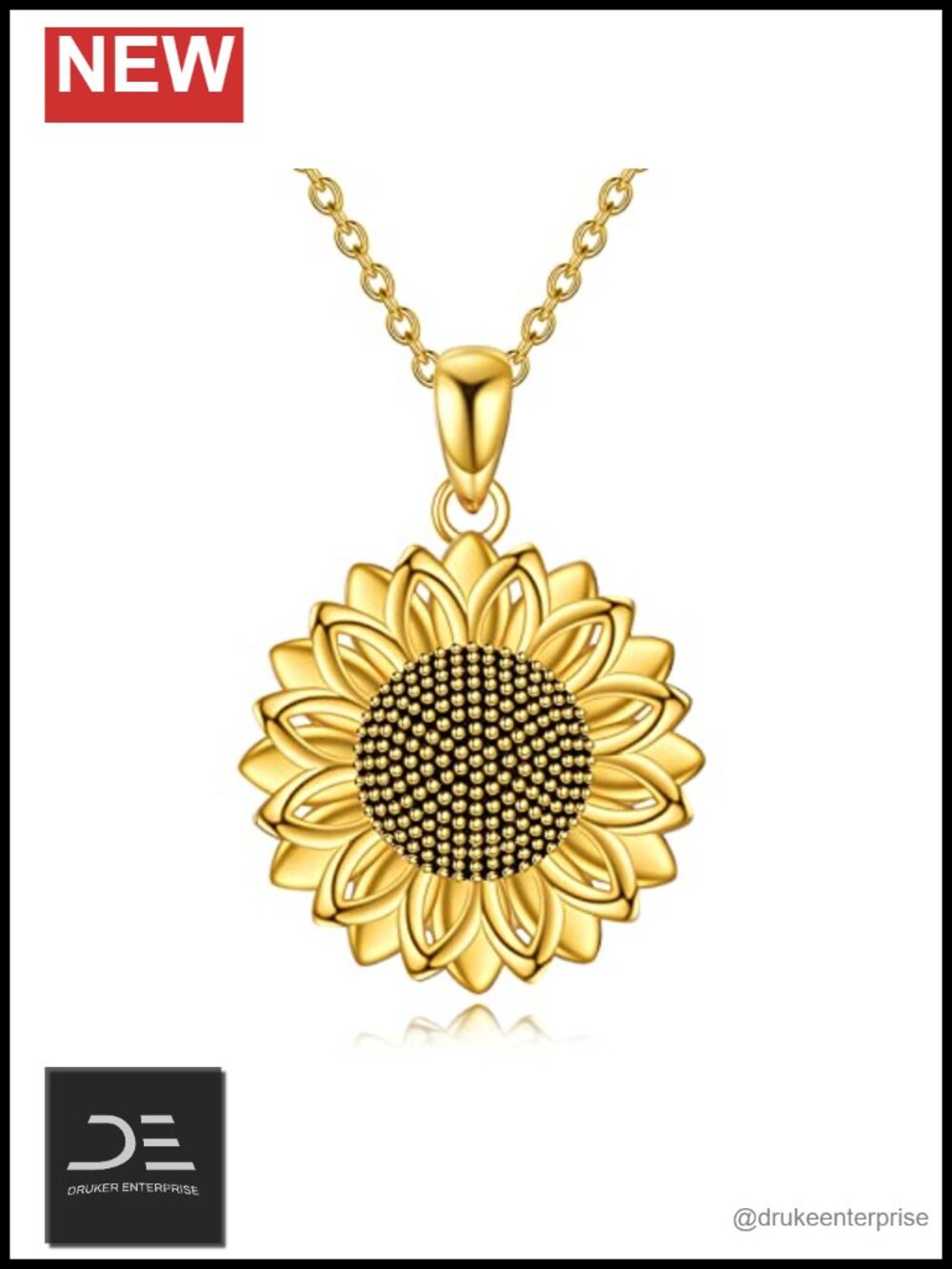 925 Sterling Silver Sunflower Pendant Necklace Flower Jewelry Gift 18" Chain